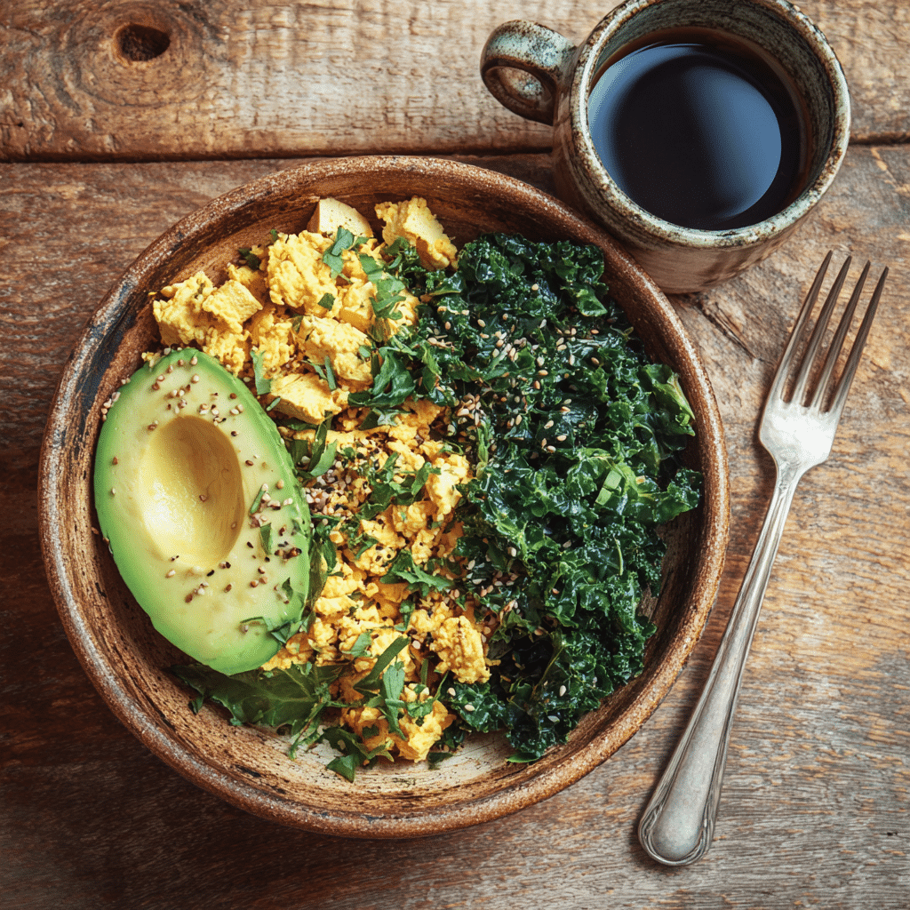 Keto Breakfast Ideas Vegetarian – Delicious & Easy Low-Carb Starts 8 High-protein vegetarian keto breakfast bowl with tofu and kale