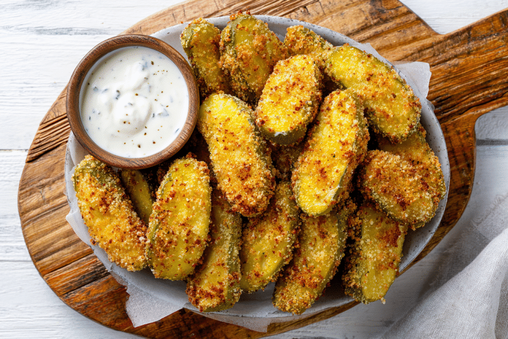 Keto Air Fryer Pickles: Crispy Low-Carb Snack You’ll Love 5 Keto air fryer pickles served with ranch