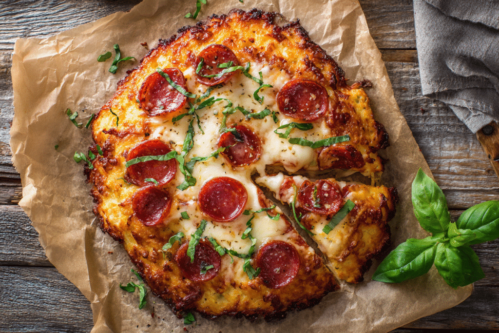 Keto Cloud Bread Pizza – Light, Cheesy, Low-Carb Crust You’ll Love 5 keto cloud bread pizza with golden crust and toppings