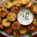 Keto Air Fryer Pickles: Crispy Low-Carb Snack You’ll Love 6 Served keto air fryer pickles with dip